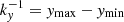$ k_{\mathit{y}}^{-1} = \mathit{y}_{\mathrm{max}} - \mathit{y}_{\mathrm{min}} $