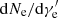 $ \mathrm{d}N_{\mathrm{e}}/\mathrm{d}\gamma^\prime_{\mathrm{e}} $