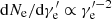 $ \mathrm{d}N_{\mathrm{e}}/\mathrm{d}\gamma_{\mathrm{e}}^\prime\propto \gamma_{\mathrm{e}}^{\prime-2} $