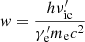$ \mathit{w}=\frac{h \nu_{\mathrm{ic}}^\prime}{\gamma_{\mathrm{e}}^\prime m_{\mathrm{e}} c^{2}} $