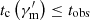 $ t_{\mathrm{c}}\left(\gamma_{\mathrm{m}}^\prime\right) \leq t_{\mathrm{obs}} $