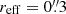 $ r_{\mathrm{eff}}=0{{\overset{\prime\prime}{.}}}3 $