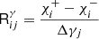 $$ \begin{aligned} \mathsf{R }^\gamma _{ij}=\frac{\chi ^+_i-\chi ^-_i}{\Delta \gamma _j} \end{aligned} $$