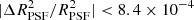 $ |\Delta R^2_{\rm PSF}/R^2_{\rm PSF}| < 8.4\times 10^{-4} $