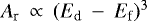 ${A_{\textrm{r}} \:\propto\: (E_{\textrm{d}} \:-\: E_{\textrm{f}}){}^3}$