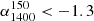 $ \alpha^{150}_{1400} < -1.3 $
