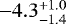 $-4.3^{+1.0}_{-1.4}$