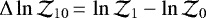 $\Delta \ln \mathcal{Z}_{10}\,{=}\,\ln \mathcal{Z}_1 - \ln \mathcal{Z}_0$