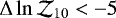 $\Delta \ln \mathcal{Z}_{10}<-5$