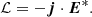 $$ \begin{aligned} \mathcal{L} = -{\boldsymbol{j}} \cdot {\boldsymbol{E}}^{*}. \end{aligned} $$