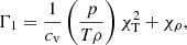 $$ \begin{aligned} \Gamma _1 = \frac{1}{c_{\rm v}}\left(\frac{p}{T \rho }\right)\chi _{\rm T}^2 + \chi _{\rho }, \end{aligned} $$
