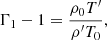 $$ \begin{aligned} \Gamma _1-1 = \frac{\rho _{0} T^\prime }{\rho^\prime T_{0}}, \end{aligned} $$