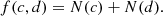 $$ \begin{aligned} f (c,d) = N(c) + N(d). \end{aligned} $$
