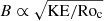 $ B\propto \sqrt{\mathrm{KE}/\mathrm{Ro}_{\mathrm{c}}} $