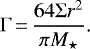 \begin{equation*}\Gamma\,{=}\,\frac{64\Sigma r^2}{\pi M_{\star}}\text.\end{equation*}