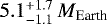 $5.1_{-1.1}^{+1.7}\, M_{\textrm{Earth}}$