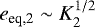 $e_{\textrm{eq,2}}\sim K_2^{1/2}$