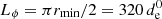 $ L_{\phi}=\pi r_{\rm min}/2=320\,d^0_{\rm e} $