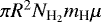 $\pi R^{2} N_{\textrm{H}_{2}}m_{\textrm{H}} \mu$