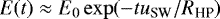 \begin{equation*}E(t)\approx E_0\exp(-tu_{\textrm{SW}}/R_{\textrm{HP}}) \end{equation*}