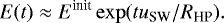 \begin{equation*}E(t)\approx E^{\textrm{init}}\exp(tu_{\textrm{SW}}/R_{\textrm{HP}}){.} \end{equation*}