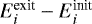 $E{}^{\textrm{exit}}_{i}-E{}^{\textrm{init}}_{i}$