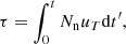 $$ \begin{aligned} \tau = \int _0^t N_{\rm n} u_T \mathrm{d}t^{\prime }, \end{aligned} $$