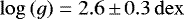 $\log\left(g\right)=2.6\,{\pm}\,0.3\,\mathrm{dex}$
