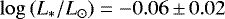 $\log\left(L_*/L_{\odot}\right)=-0.06\,{\pm}\,0.02$
