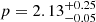 $ p=2.13_{-0.05}^{+0.25} $