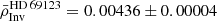 $ \bar{\rho}^{\mathrm{HD\,69123}}_{\mathrm{Inv}}=0.00436 \pm 0.00004 $