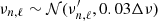 $ \nu_{n,\ell} \sim \mathcal{N}(\nu_{n,\ell}^\prime, 0.03\Delta\nu) $