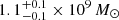 $ 1.1^{+0.1}_{-0.1}\times 10^9\,M_\odot $