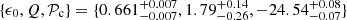 $ \{\epsilon_0,Q,\mathcal{P}_{\mathrm{c}}\} = \{0.661^{+0.007}_{-0.007}, 1.79^{+0.14}_{-0.26}, -24.54^{+0.08}_{-0.07}\} $