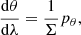 $$ \frac{\mathrm{d}\theta }{\mathrm{d}\lambda }=\frac{1}{\Sigma }{{p}_{\theta }} , $$