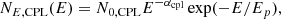 $$ \begin{aligned} N_{E,\mathrm{CPL}}(E)=N_{0,\mathrm{CPL}} E^{-\alpha _{\rm cpl}} \exp (-E/E_{p}), \end{aligned} $$