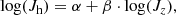 $$ \begin{aligned} \log (J_{\rm h}) = \alpha + \beta \cdot \log (J_{z}), \end{aligned} $$