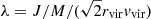 $ \lambda=J/M/(\sqrt{2}r_{\mathrm{vir}}\mathit{v}_{\mathrm{vir}}) $