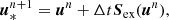 $$ \begin{aligned}&\boldsymbol{u}^{n+1}_{*} = \boldsymbol{u}^{n} + \Delta t \boldsymbol{S}_{\mathrm{ex} }(\boldsymbol{u}^n) ,\end{aligned} $$