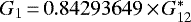 $G_1\,{=}\,0.84293649\,{\times}\, G_{12}^*$