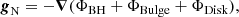 $$ \begin{aligned} {\boldsymbol{g}}_{\rm N} = -{\boldsymbol{\nabla }} (\Phi _{\rm BH} + \Phi _{\rm Bulge} + \Phi _{\rm Disk}), \end{aligned} $$