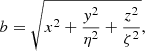 $$ \begin{aligned} b = \sqrt{x^2 + \frac{{ y}^2}{\eta ^2} + \frac{z^2}{\zeta ^2}}, \end{aligned} $$