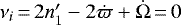 $\nu_i \,{=}\, 2{n\prime_1}-2\dot{\varpi}+\dot{\Omega} \,{=}\, 0$