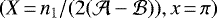 $(X\,{=}\,n_1/(2(\mathcal{A}-\mathcal{B})),x\,{=}\,\pi)$