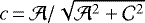 $c\,{=}\,\mathcal{A}/\sqrt{\mathcal{A}^2+\mathcal{C}^2}$
