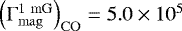 $\left(\Gamma_{\mathrm{mag}}^{1 \ \mathrm{mG}}\right)_{\mathrm{CO}}=5.0\times 10^5$