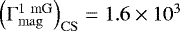 $\left(\Gamma_{\mathrm{mag}}^{1 \ \mathrm{mG}}\right)_{\mathrm{CS}}=1.6\times 10^3$