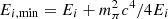 $ E_{i,{\rm min}} = E_i + m_{\pi}^2 c^4/4E_i $