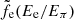 $ \tilde{f_{\mathrm{e}}}(E_{\mathrm{e}}/E_{\pi}) $