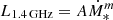 $ L_{\mathrm{1.4\,GHz}} = A \dot{M}_{*}^{m} $